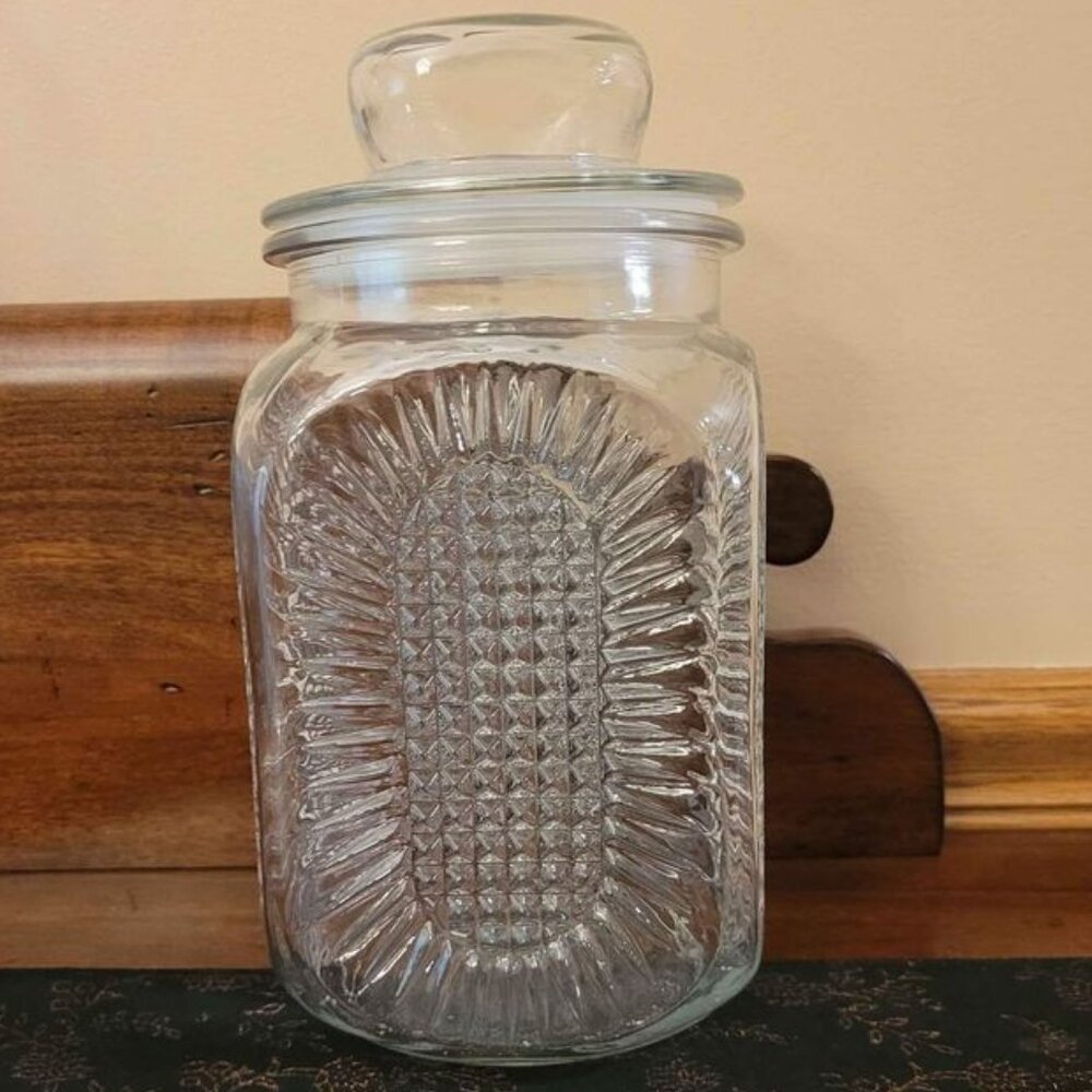 Anchor Hocking Pressed Glass Sunflower Canister 9"